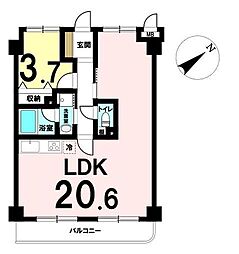 ブライトコーポ日吉・A 1LDKの間取図画像