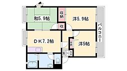 アネックス御立B棟 3DKの間取図画像