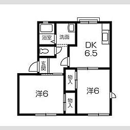 クワトロ今宿 2DKの間取図画像