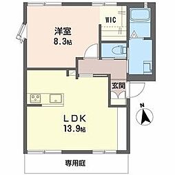 JAハイツ白浜B棟 1LDKの間取図画像