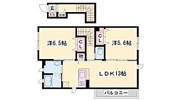 アーバンのざとCENTER 2LDKの間取図画像