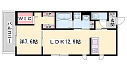 D-PLACE安田 1LDKの間取図画像