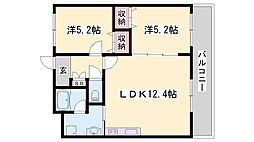 シャトー御立 2LDKの間取図画像