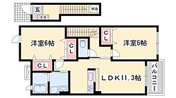 ブリランテ・ウノ 2LDKの間取図画像