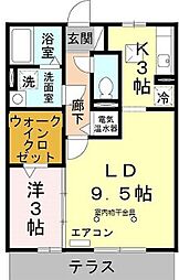 ラフレシールA棟 1LDKの間取図画像