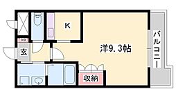 ツインズコート相生壱番館 1Kの間取図画像