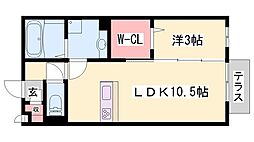 ベルメゾン荒川 1LDKの間取図画像