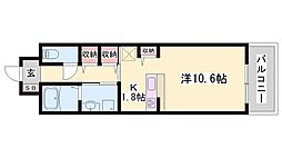 PORSCHEGARDEN5 1Kの間取図画像