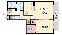 ウィステリアコート 1LDKの間取図画像