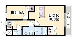 ウインド・ヒル 1LDKの間取図画像