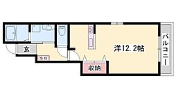 エクセラン則直3 ワンルームの間取図画像