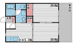 フラワーハイツB棟 2LDKの間取図画像