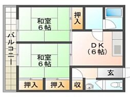 エステートピア・ルンビニーK 2DKの間取図画像
