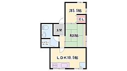 USビル 2LDKの間取図画像