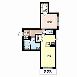 リメインらかんW棟 1LDKの間取図画像
