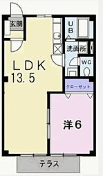 エル・ガーデンB棟 2DKの間取図画像