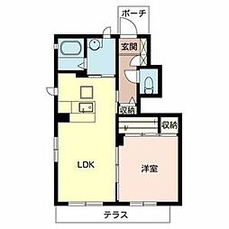 マストコート下滝野B 1LDKの間取図画像