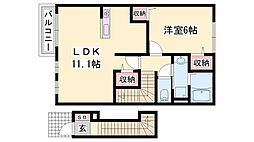 プロムナード大野 1LDKの間取図画像