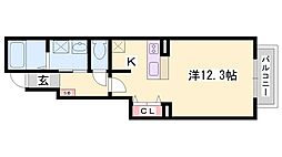 フォンターナ・ヴィラ2 ワンルームの間取図画像