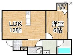 姫路市四郷町山脇アパート 1LDKの間取図画像