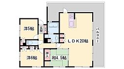 ネバーランド姫路西二階町 3LDKの間取図画像
