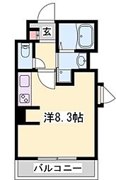 continent花影1 1Kの間取図画像