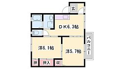 フォーレスひらつか 2DKの間取図画像