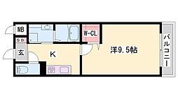 ビジュ・ドゥ・メール 1Kの間取図画像