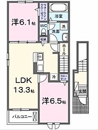 姫路市大津区平松アパート 2LDKの間取図画像