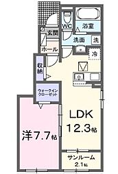 サンセールIX A 1LDKの間取図画像