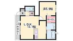 エミネンス堂本 1LDKの間取図画像