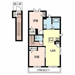 フェリーシード桜丘A 2LDKの間取図画像