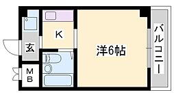 白鷺百番街メゾン白鷺 1Kの間取図画像