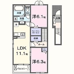 メゾンドオリーブ 2LDKの間取図画像
