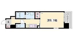 クレール姫路 1Kの間取図画像
