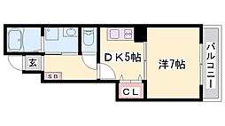カルマーレA棟 1DKの間取図画像