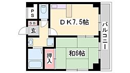 グランドール姫路 1DKの間取図画像