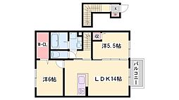 パークフロントエム 2LDKの間取図画像
