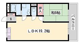 ハッピーコート駅南大路 1LDKの間取図画像