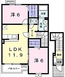 ラルジュフォンテーヌ4棟 2LDKの間取図画像