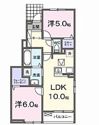 チェリーチ東同心町 2LDKの間取図画像