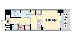 カーサイーグレット ワンルームの間取図画像