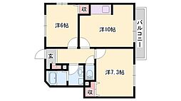 サニープレイス 2LDKの間取図画像