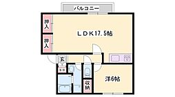 サンリジェールA棟 1LDKの間取図画像