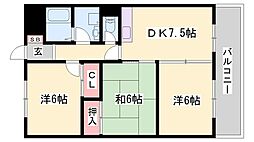 タウンズイノウエ 3DKの間取図画像