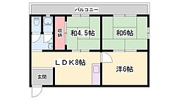 上月ハイツ 3LDKの間取図画像