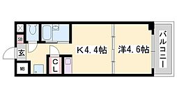 土井ハイツ北条口 1Kの間取図画像