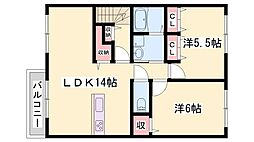 ハイツA 2LDKの間取図画像