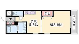 ドルチェヴィータ 1DKの間取図画像