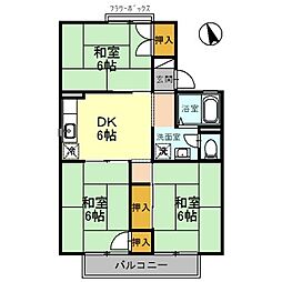 東山ハイツC棟 3DKの間取図画像